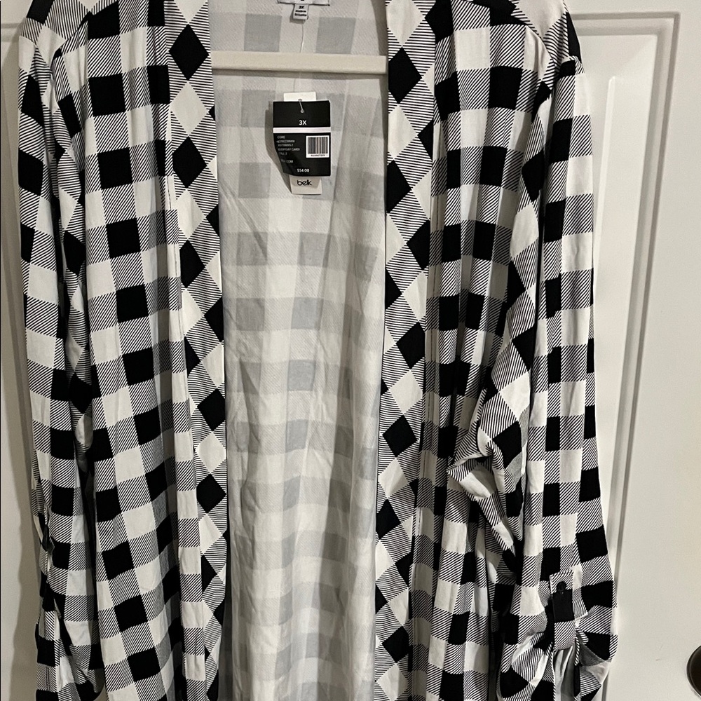 Kim Rogers Black and White Checkered Cardigan